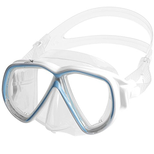 IST M75-1 Martinique Narrow Dual-Window Diving Snorkeling Mask (Powder Blue and White)