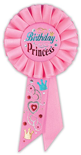 Beistle Birthday Princess Rosette, 3-1/4-Inch by 6-1/2-Inch