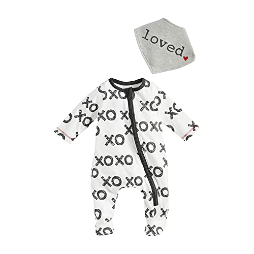 Mud Pie Xoxo Baby Sleeper And Bib Set, 0-3 Months