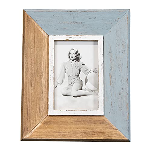 Foreside Home & Garden Blue Natural Diagonal 4x6 Inch Wood Decorative Picture Frame