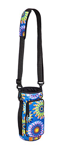 Evergreen Cypress Home Boho Floral Neoprene Travel Water Bottle Carrier for Hiking, Strollers and Outdoor Activities