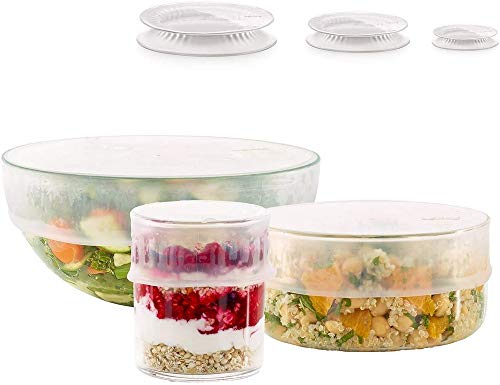 L‚àö¬©ku‚àö¬© Set of 3 Flexible, one Each of 20cm, 15cm, & 11.5cm Set of Reusable lids, Three, frost