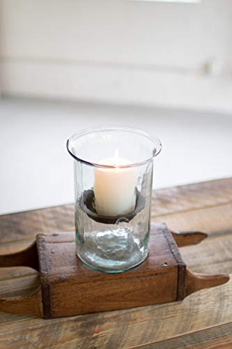 Kalalou 8" Glass Candle Cylinder With Rustic Insert