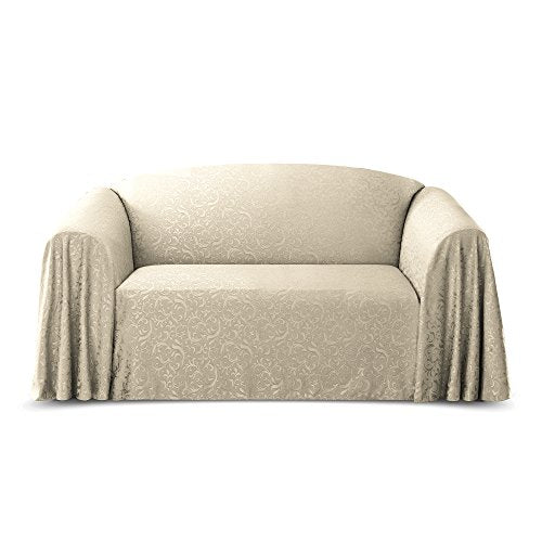 Belle Maison Stylemaster Brianna Jacquard Furniture Throw, Sofa, Ivory