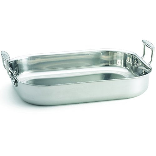 TableCraft Products CW2032 Tri-Ply Roast Pan with 2 Handles, 14¬Ω" x 11¬æ" Not Induction Ready, 4.25" Height, 11.625" Width, 16.125" Length