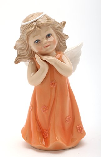 Cosmos Gifts 20944 Angel Girl With Orange Dress Porcelain Figurine 3"H