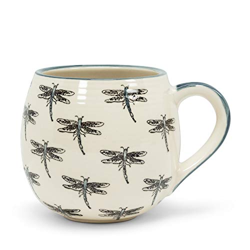 Abbott Collection  27-Ballon-DFLY Allover Dragonfly Ball Mug, 5 inches L, Ivory/Navy