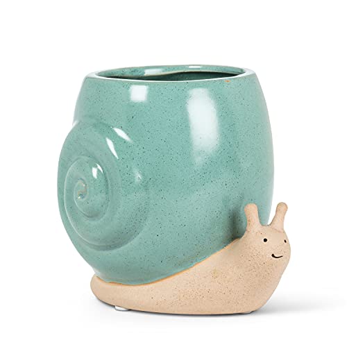 Abbott Collection  27-CRITTER-186 Tall Snail Planter, Turquoise