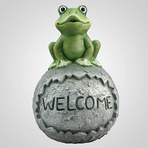 Lipco Ceramic Welcome Frog Figurine, 10.5-inch Height, Tabletop Decoration