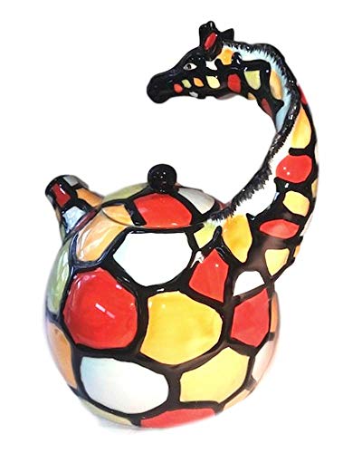 Blue Sky Clayworks Colored Ceramic Giraffe Teapot, 8 x 6.5 x 8.5