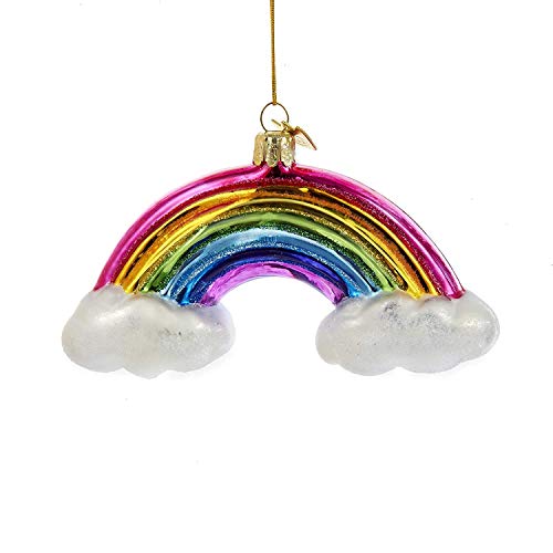 Kurt Adler Noble Gems Rainbow and Clouds Glass Christmas Ornament