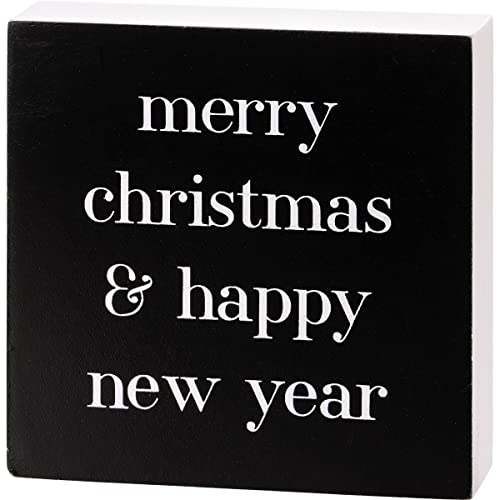 Primitives By Kathy Merry Christmas and Happy New Year Block Sign