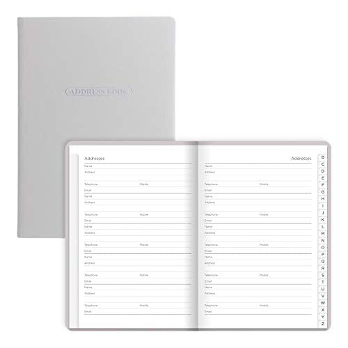 Rediform Letts Pastel A5 Address Book, White Paper, 192 Pages, 8.25 x 5.75 x 0.375 inches, Stone (B090040)