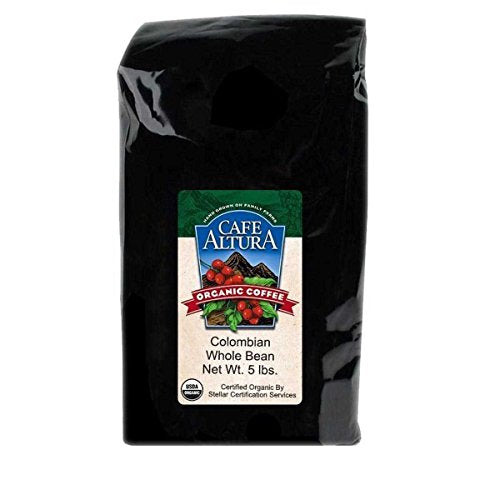 Caf√© Altura Organic Whole Bean Coffee, Colombian, Bulk, 5 Count