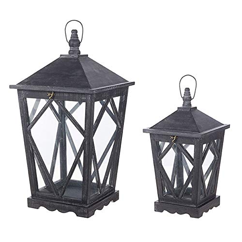 RAZ Imports Home for The Holidays 22" Black Washed Lantern, Set of 2