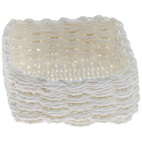 Boston International Ideal Home Range Woven Basket Napkin Holder Caddy, Cocktail Size, White