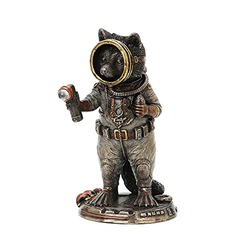 Unicorn Studio Veronese Design 5 1/4" Raccoon Frogman Cadet Steampunk Resin Sculpture Handpainted Animal Collectible Figurines Military Gift