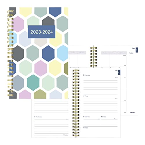 Rediform Blueline Weekly/Monthly Academic Planner, 13 Months, July to July, Twin-Wire Binding, Poly Cover, Geo Design, Honeycomb