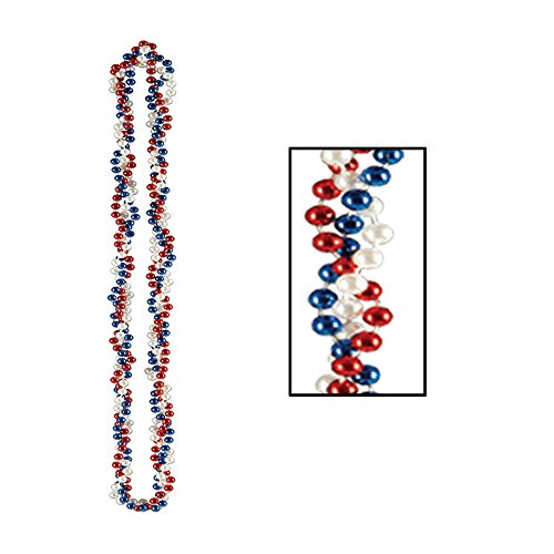 Beistle Braided Beads, 33", Red/White/Blue