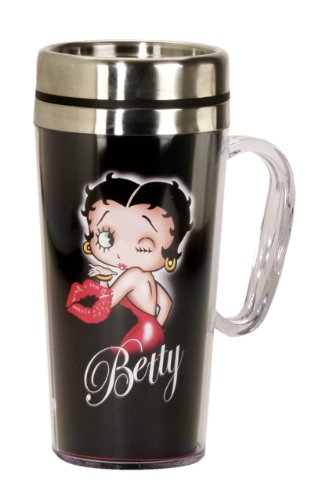 Spoontiques Betty Boop 17202 Smart Living Company Kiss Insulated Travel Mug, 7.75" x 2.75" x 1&quot, Black