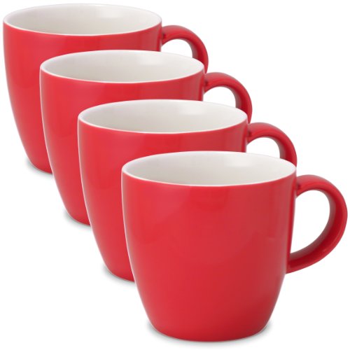 FORLIFE Uni Tea/Coffee Cup with Handle (Set of 4), 11 oz, Red