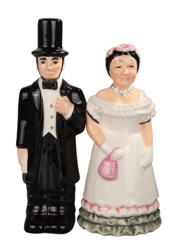 Pacific Trading Attractives Magnetic Ceramic Salt Pepper Shakers Abraham Lincoln and Mary