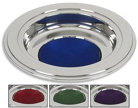 Christian Brands Silver Tone Offering Plates (Blue Felt Pad)