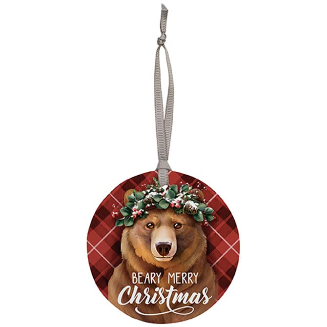 Carson Home Accents Beary Merry Christmas Hanging Ornament, 3.5-inch Diameter
