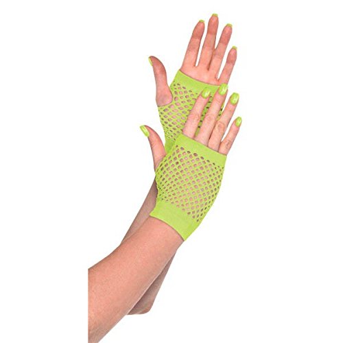 Amscan Neon Short Fishnet Gloves, Party Accessory