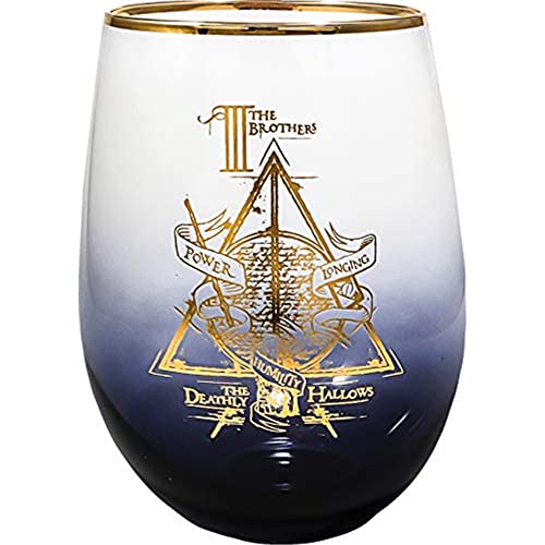 Spoontiques Officially Licensed Harry Potter The Brother Deathly Hallows Stemless Wine Glass - 14 Ounces