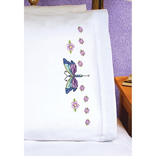 Design Works Crafts Janlynn Dragonfly Pillowcase Pair Stamped Cross Stitch, 20 by 30-Inch