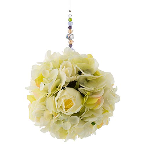Ganz Hydrangea Flower Ivory 5 inch Polyester Fabric Kissing Ball Hanging Ornament