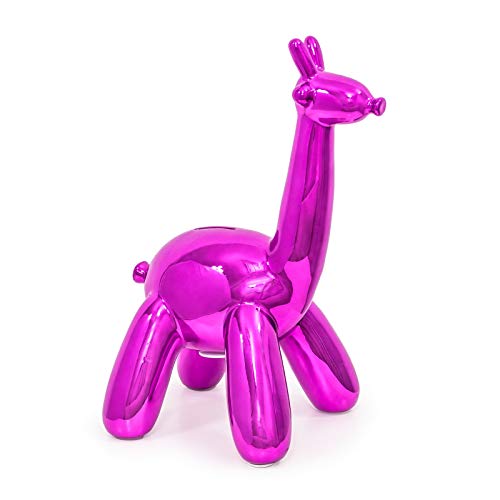 Made By Humans Balloon Giraffe Money Bank, Cool and Unique Ceramic Piggy Bank with High-Gloss Finish, Pink