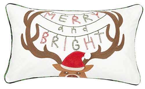 Peking Handicraft Mistletoe Holiday Pillow, Red/Green