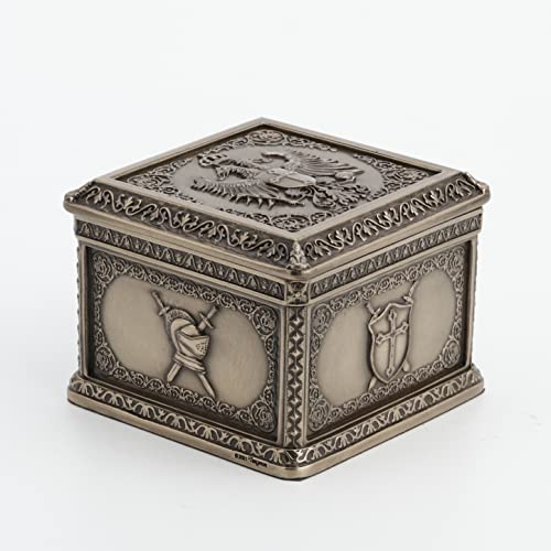 Unicorn Studio Veronese Design 3" Tall Empire Double Headed Eagle Crest Square Trinket Box Cold Cast Resin Sculpture Antique Bronze Finish Statue