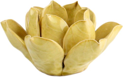 HomArt Lotus Tea Light Holder, Yellow