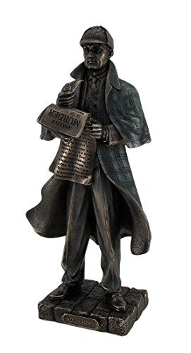 Unicorn Studio Veronese Design Detective Sherlock Holmes Metallic Bronze Statue