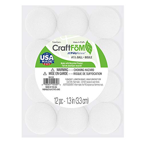 FloraCraft Styrofoam 12 Piece Ball 1.4 Inch White