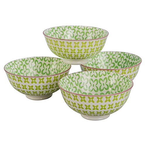 BIA Cordon Bleu Ooh La La 13-Ounce Porcelain Paisley Bowl, Set of 4, Green