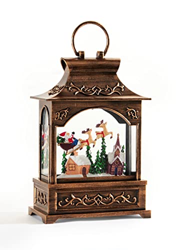 Giftcraft 684115 Christmas LED Water Lantern Santa and Reindeer, 9.84-inch Height