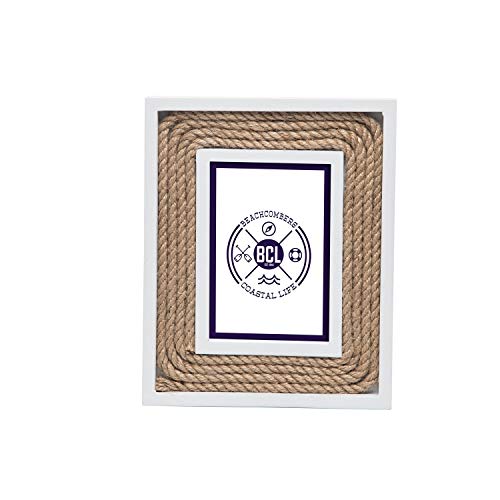 Beachcombers B22533 White Trim with Natural Rope Picture Frame, 3.5 x 5-inch