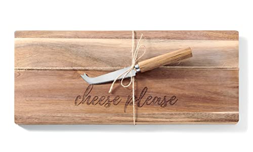 Giftcraft 093860 Cheese Board and Knife, Set of 2, Acacia Wood and Stainless Steel