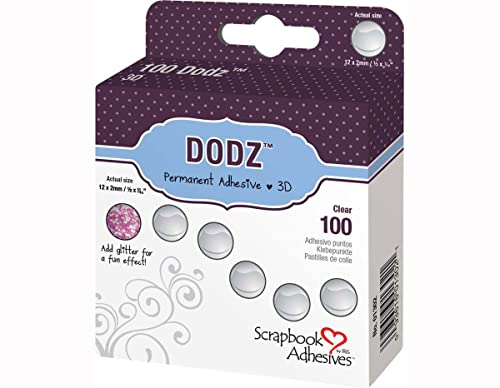 Scrapbook Adhesives by 3L 3L Scrapbook Adhesives Permanent Dodz, 3D, 1/2-Inch, 100/Pack, Clear