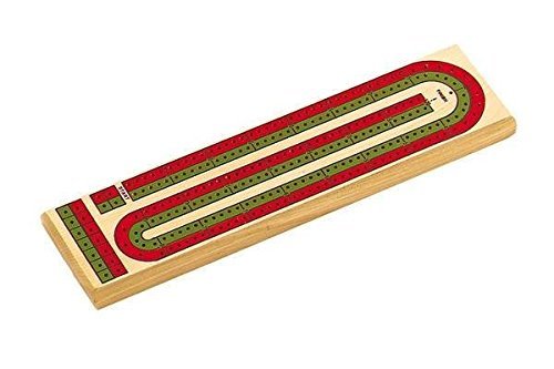 CHH 2 Color Track Wooden Cribbage Board with Pegs & Storage Compartment