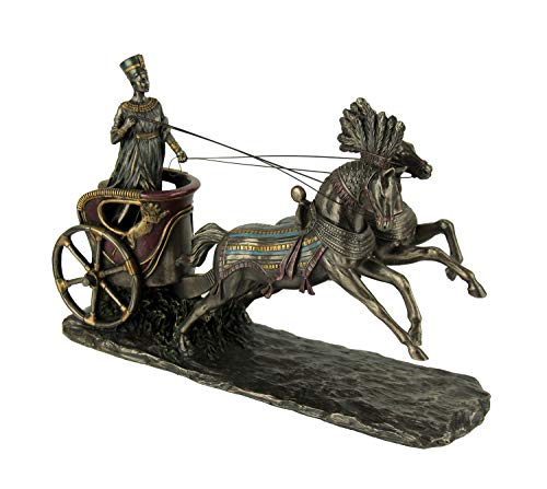 Unicorn Studio Veronese Design Nefertiti Egyptian Queen Driving Horse Drawn Chariot Statue