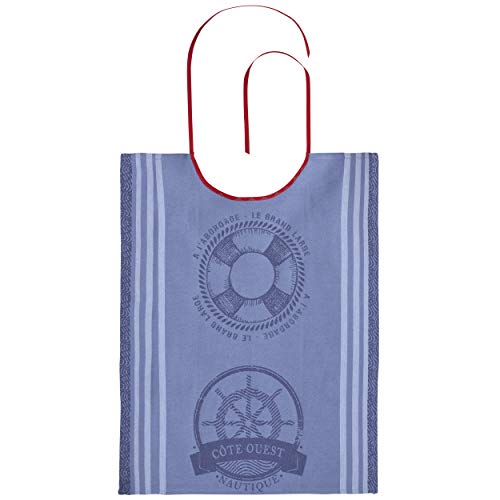 Coucke French Cotton Jacquard Bib, Nautique, Blue, 100% Cotton