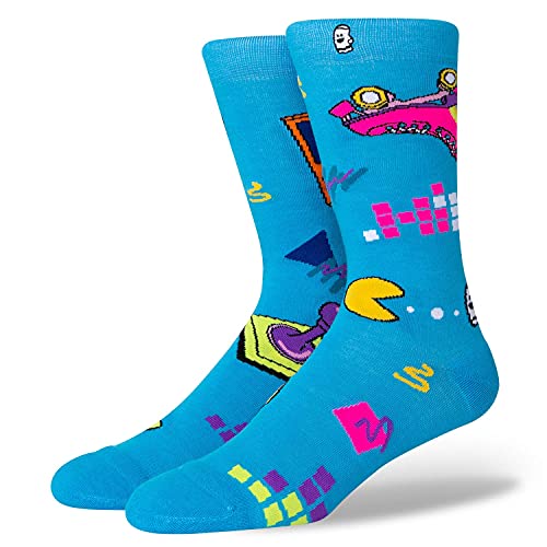 InStitches BooSocki Retro Novelty Socks, Funny Nostalgic Throwback Meme Gift Crew Sock (LEVEL UP, MD (US Men&