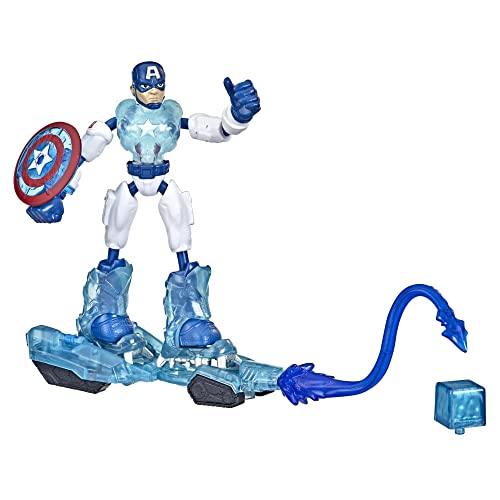 Hasbro Avengers Marvel Bend and Flex Missions Captain America Ice Mission Figure, 6-Inch-Scale Bendable Toy with 2-in-1 Accessory, Ages 4 and Up