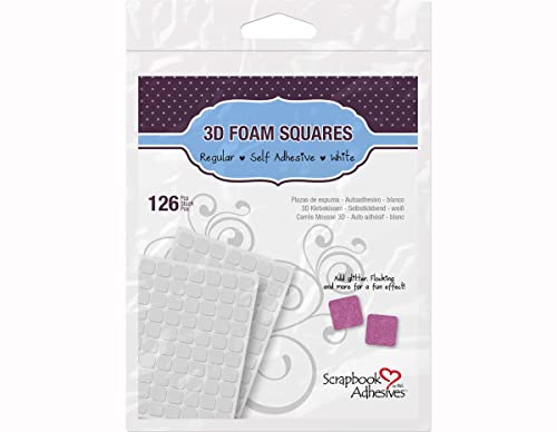 Scrapbook Adhesives by 3L 3L Scrapbook Adhesive Permanent Regular Pre-Cut 3D Foam Squares, 1/2-Inch x 1/2-Inch, 126pk, White