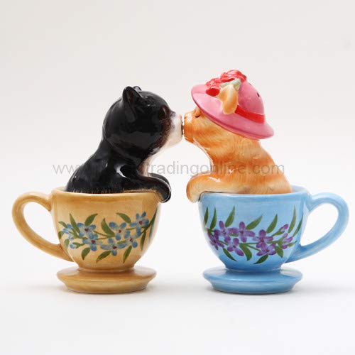 Pacific Trading Giftware ATTRACTIVES Salt and Pepper Shaker - Tea Cup Kitten